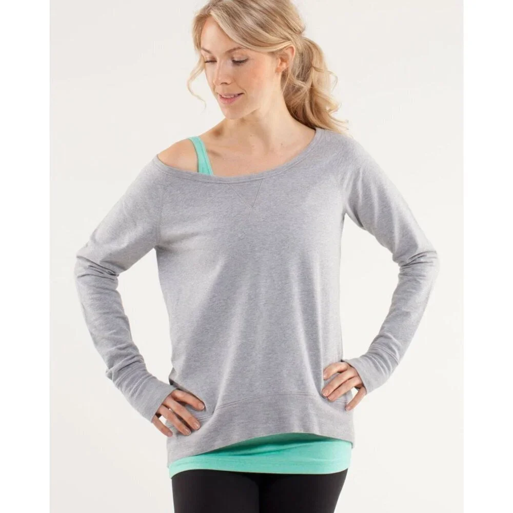 Lululemon Heathered Fossil Meditate Pullover Sweatshirt Size 10 - 2957